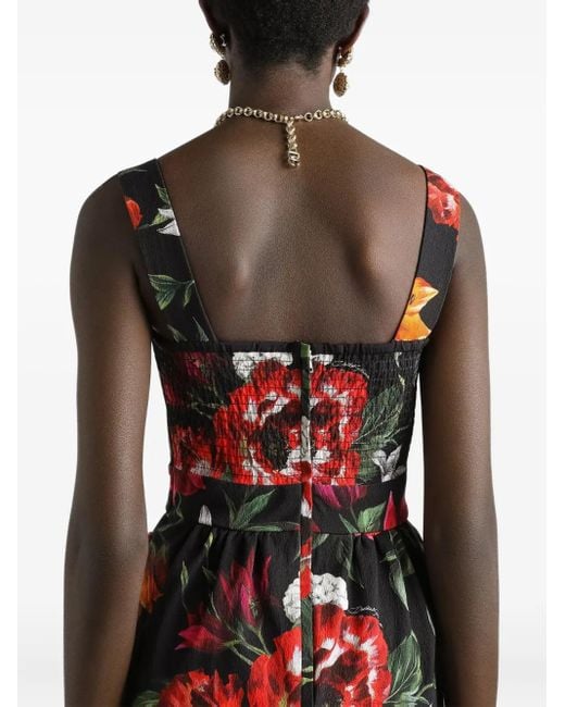 Dolce & Gabbana Red Minikleid Mit Blumen-Print