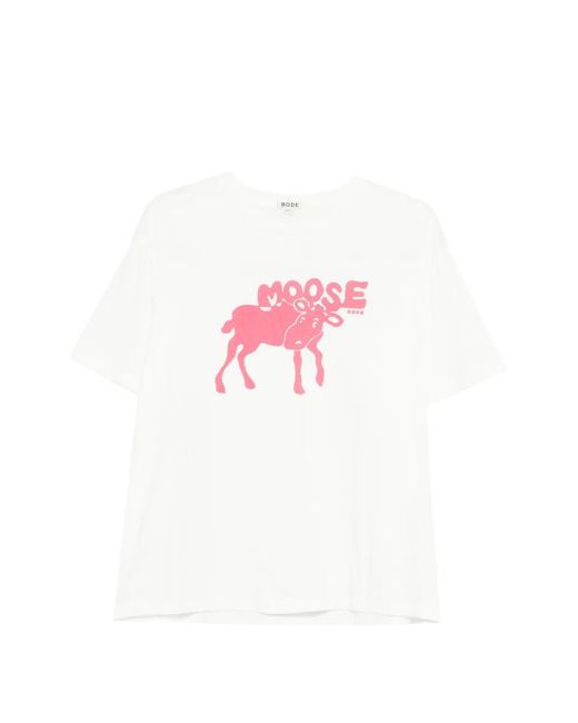 Bode Pink Antlers Moose T-Shirt for men