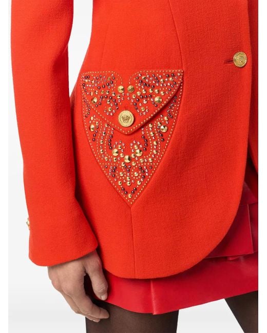 Versace Red Crystal-Embellished Blazer