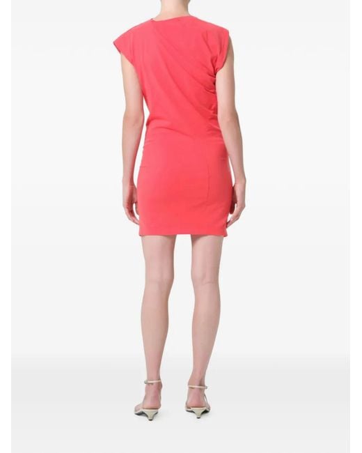 Agolde Pink Robe Courte Beth Sans Manches Froncée