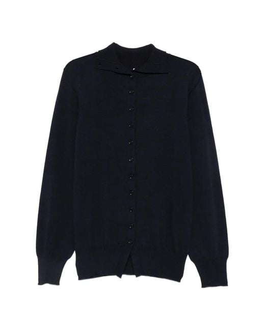 Liviana Conti Blue Button-Fastening Knitted Cardigan