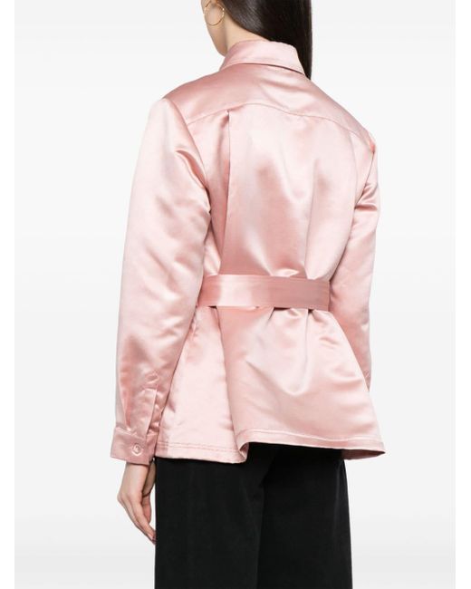Veste satiné à design plissé Cynthia Rowley en coloris Pink