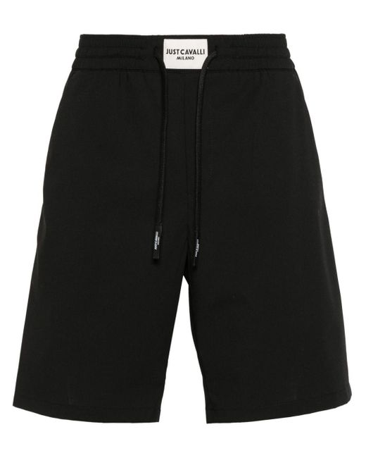 Just Cavalli Black Logo-patch Bermuda Shorts for men