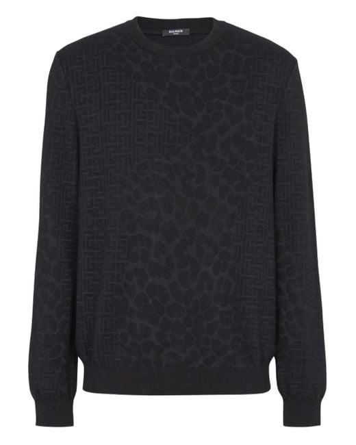 Jersey con estampado de leopardo Balmain de hombre de color Black