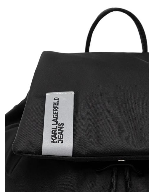 Flap-Top Drawstring Backpack Karl Lagerfeld en coloris Black