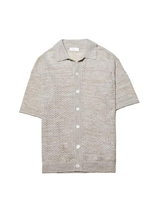 Roberto Collina Gray Perforated-Knit Shirt for men