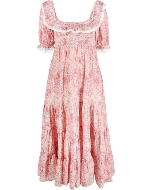 RIXO London Cotton Joanie Paisley-print Dress in Pink | Lyst