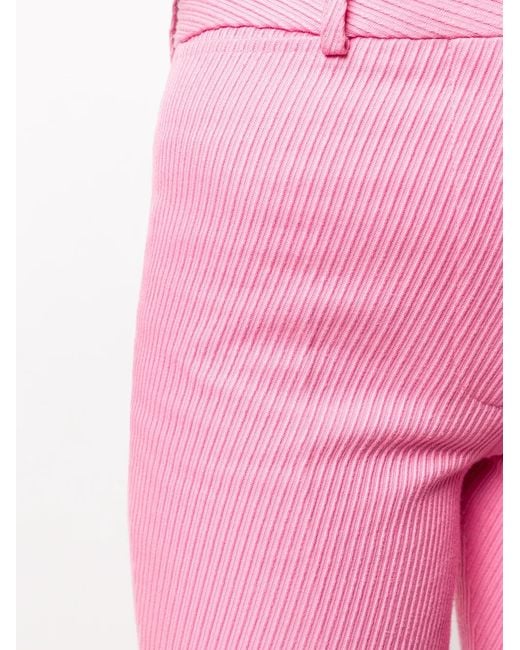 Victoria Beckham Pink High-Waisted Tailored Trousers