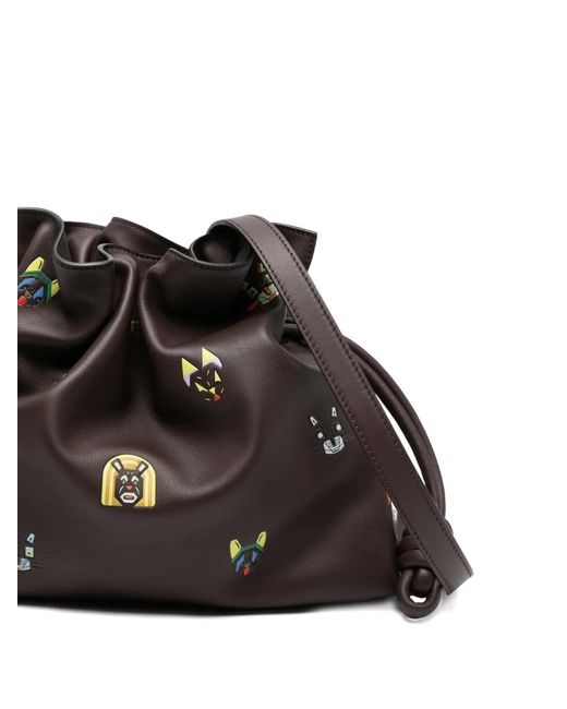 Loewe Black Flamenco Leather Medium Clutch