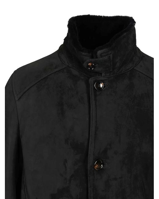 Al Duca D'aosta Black Shearling Button-Up Coat for men