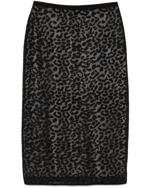 Jupe Mi-Longue À Détails En Dentelle Theory en coloris Black