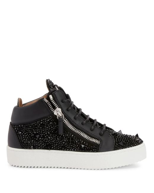Giuseppe Zanotti Black Kriss Rhinestone-Embellished Sneakers