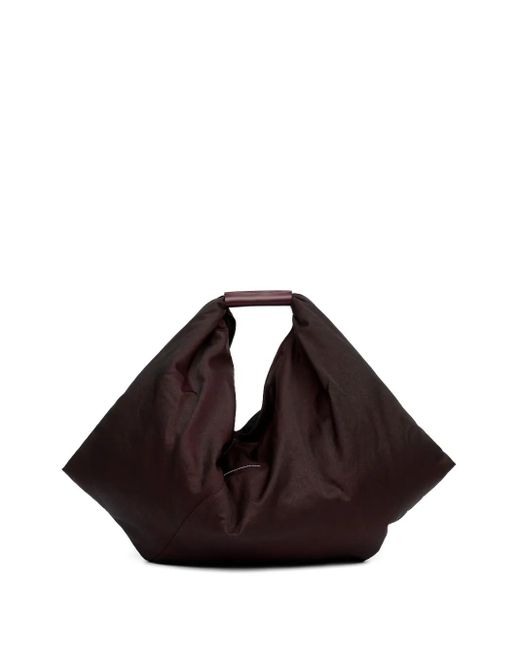 MM6 by Maison Margiela Black Japanese Leather Tote Bag