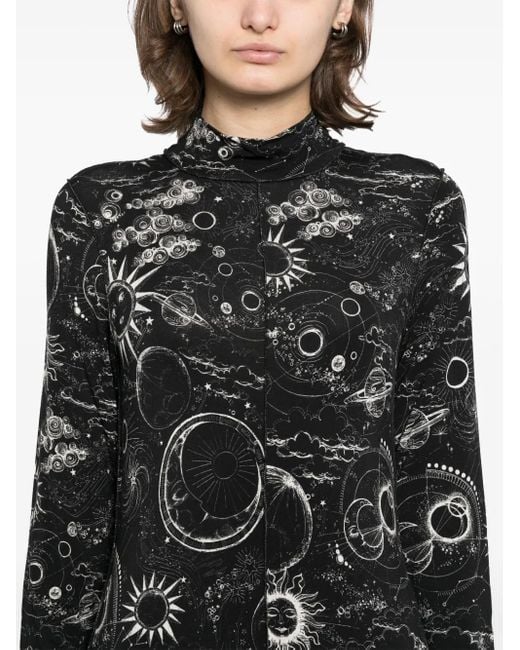 Johnny Was Black The Janie Seamed Mock Neck Dress, Mina