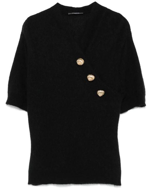 Balmain Top Met Knopen Met Reliëf in het Black