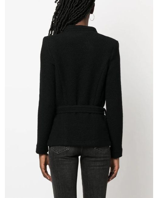 IRO Black Embossed-Finish Belted Jacket