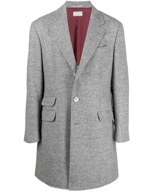 Brunello Cucinelli Mantel Met Enkele Rij Knopen in het Gray voor heren
