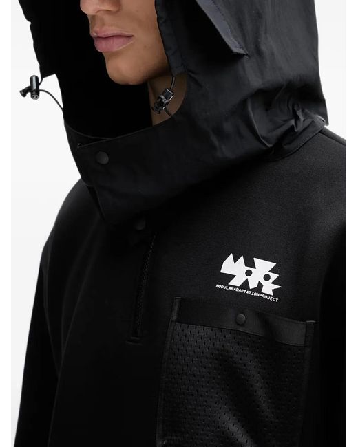 Neighborhood Black Hoodie À Logo Imprimé Et Capuche Détachable for men
