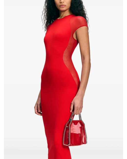 Robe Mi-Longue À Empiècement En Dentelle Stella McCartney en coloris Red