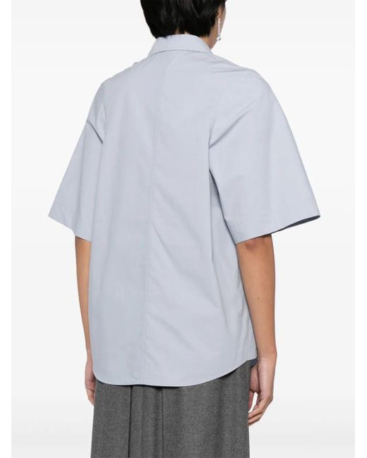 Low Classic Blue Pointed-Collar Cotton Shirt