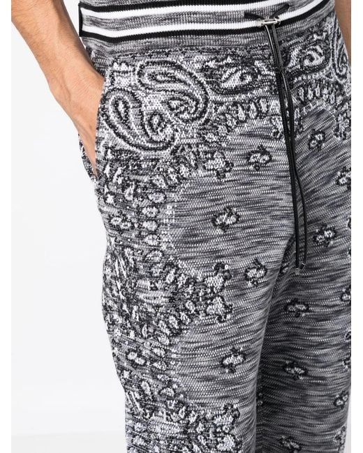 Amiri Gray Bandana Knit Cotton Track Pants for men