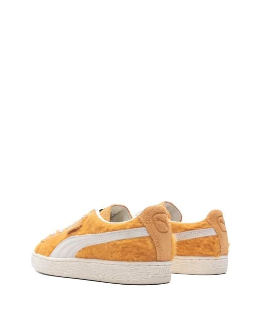 PUMA Orange Suede Mohair Sneakers for men