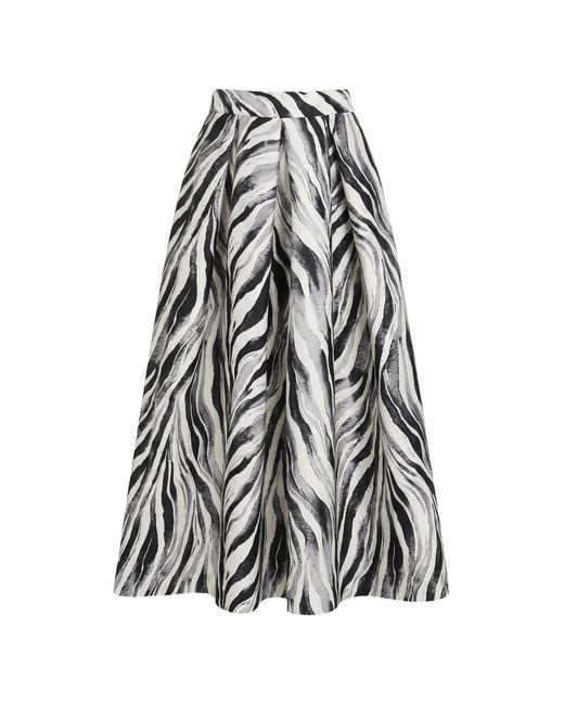 Lunatica Milano White Savanna Zebra-Print Pleated Midi Skirt