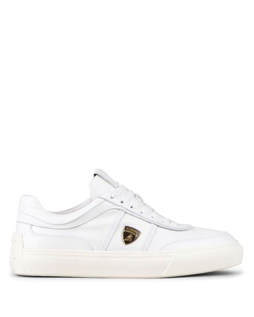 Tod's White Automobili Lamborghini Panelled Lace-up Leather Sneakers for men