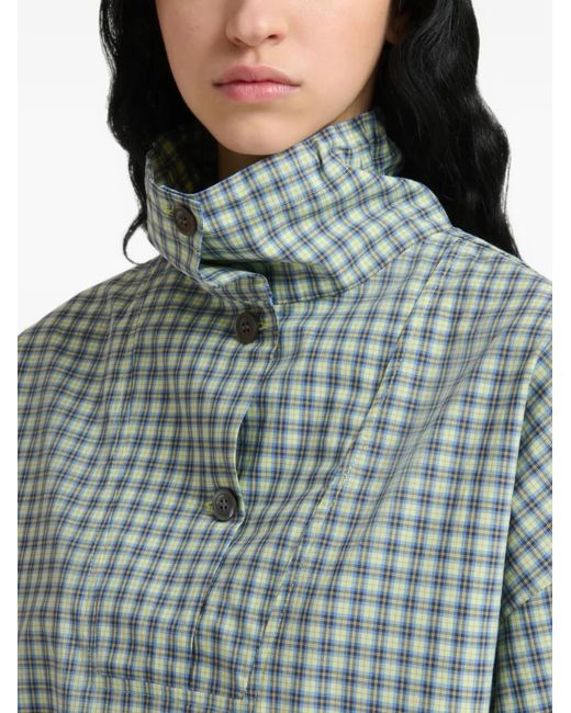 Marni Blue Checked Drawstring Shirt