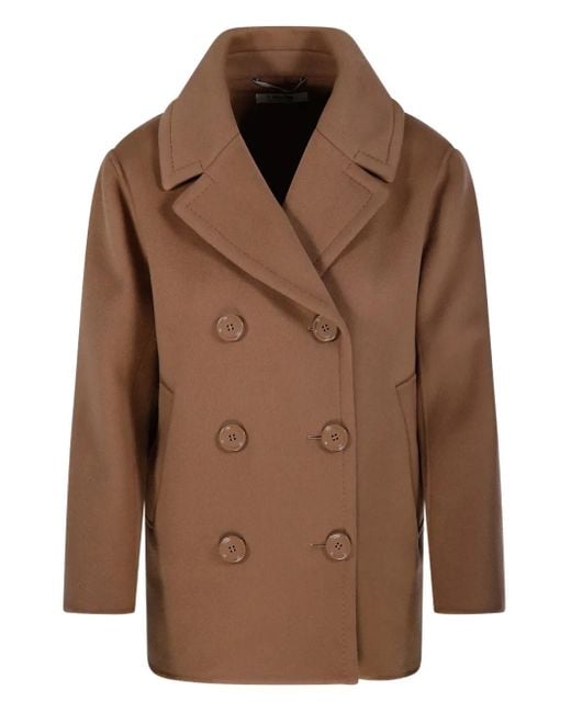 Max Mara Brown Double-Breasted Buttoned Coat