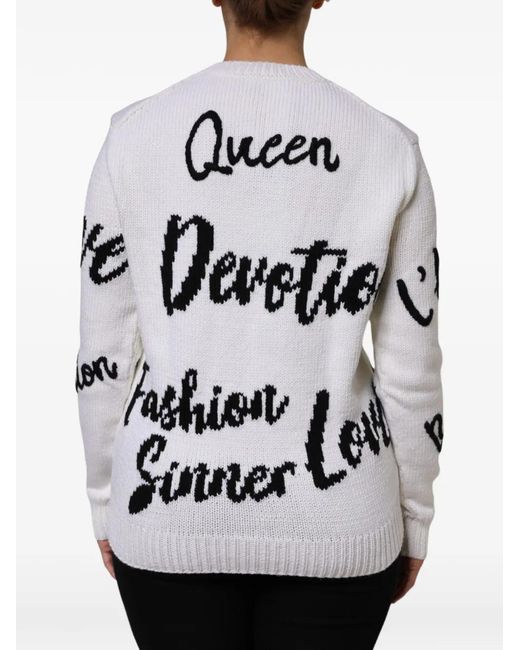 Dolce & Gabbana Gray Intarsia-Knit Long-Sleeve Sweater