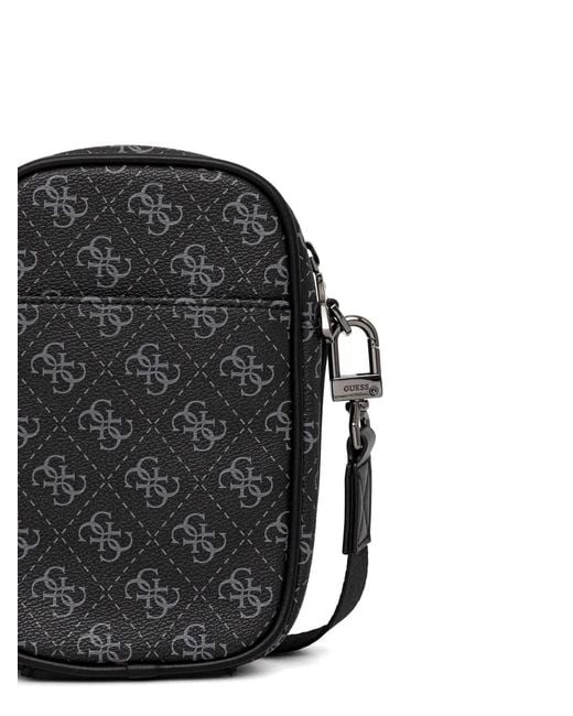 Guess Black Milano 4G Monogram-Pattern Messenger Bag for men