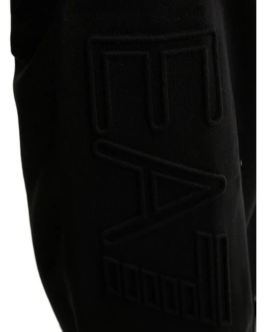 EA7 Black Embossed-Logo Track Pants for men