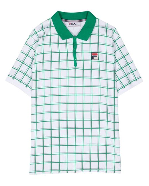 Fila Blue Grid-print Cotton Polo Shirt for men