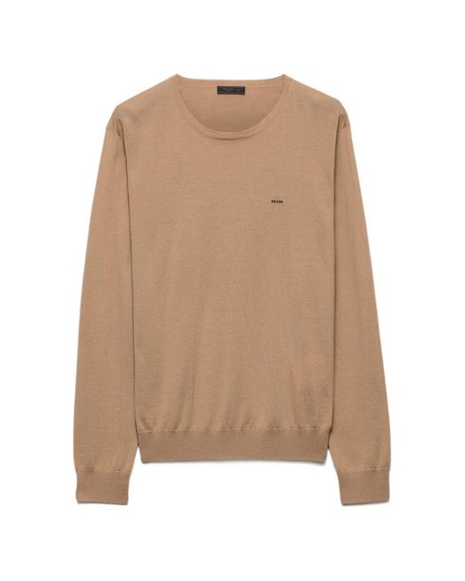 Prada Natural Superfine Wool Crew-Neck Sweater for men