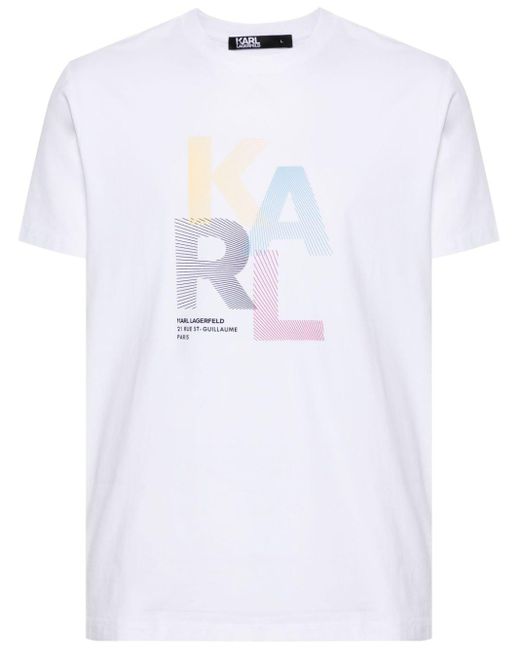 Logo-print cotton T-shirt di Karl Lagerfeld in Blue da Uomo