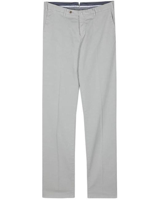 PT Torino Gray Gabardine-weave Trousers for men