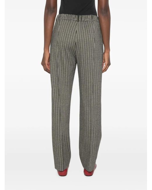 Fabiana Filippi Gray Check-Pattern Straight-Leg Trousers