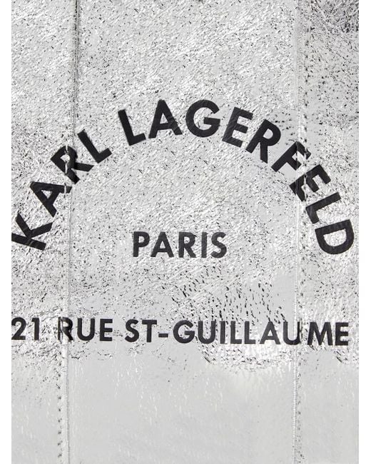 Karl Lagerfeld White Mini Shiny Tote Bag