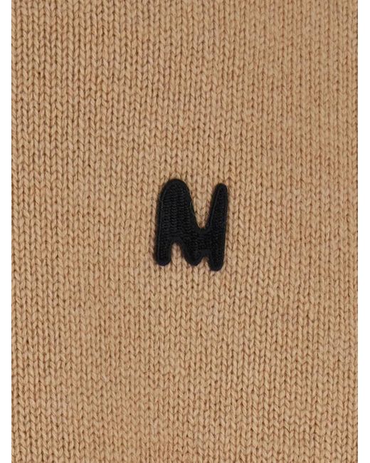 MSGM Natural Logo-Embroidered Crew-Neck Sweater for men