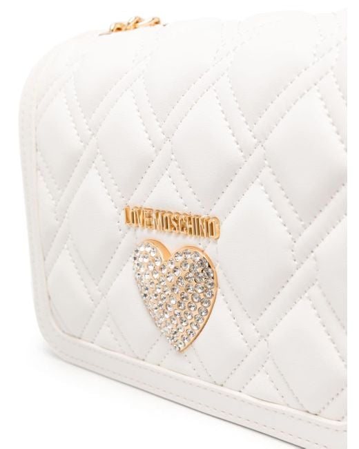 Love Moschino White Quilted Leather Crossbody Bag