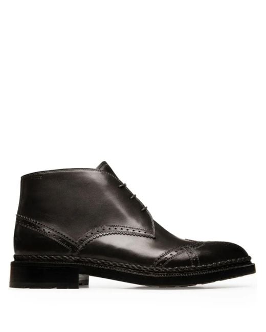 Bally Black Oktavio Leather Brogue Boots for men