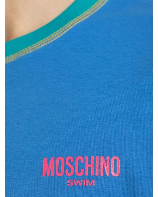 Camiseta con logo estampado Moschino de hombre de color Blue