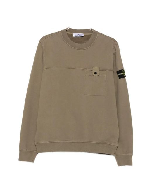 Stone Island Natural Logo-Patch Chest-Pocket Sweatshirt for men
