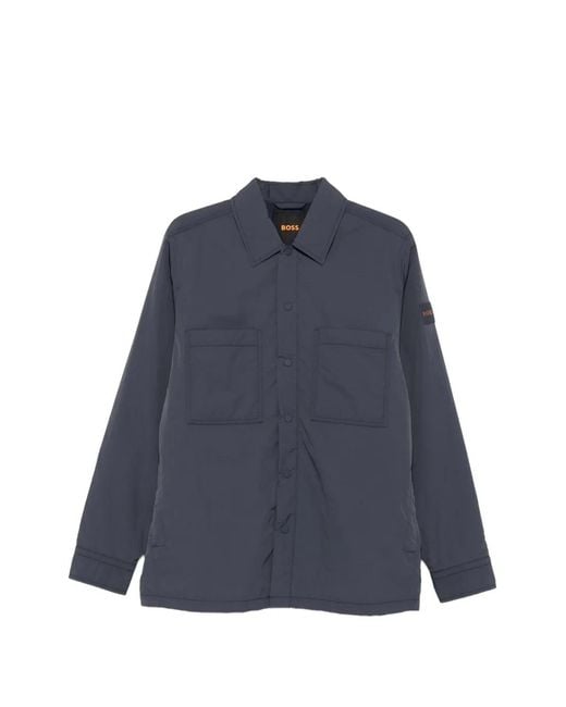 Boss Blue Logo-Patch Chest-Pocket Jacket for men