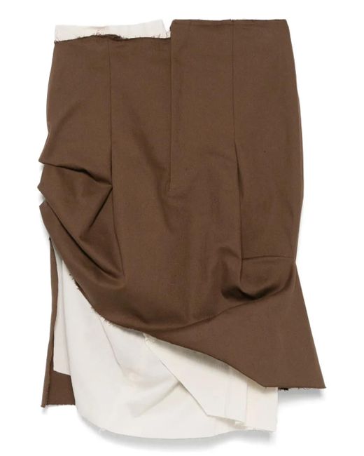 Elena Velez Brown Asymmetric Tailored Mini Skirt