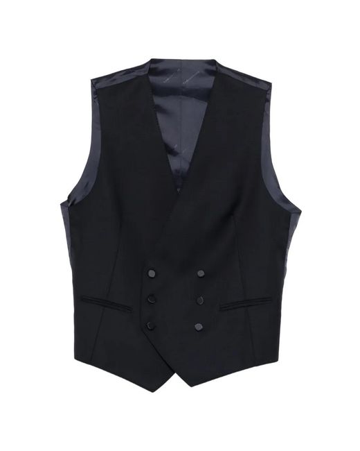 Tagliatore Blue Double-Breasted Waistcoat for men