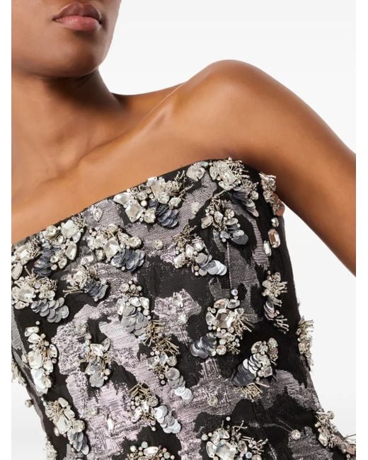 Jenny Packham White Floral-Jacquard Maxi Dress