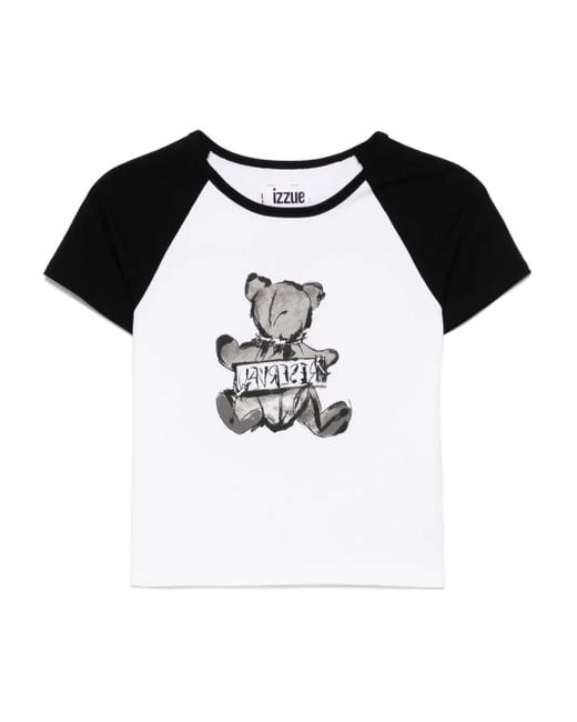 Izzue Black Graphic-Print T-Shirt