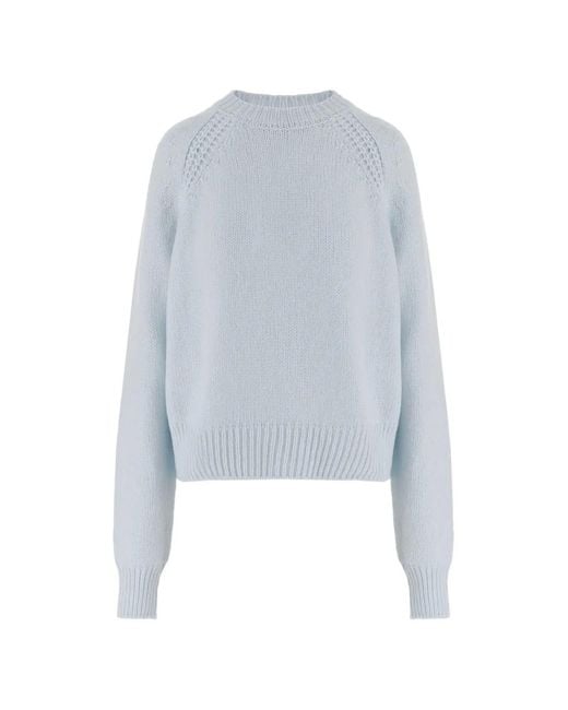 Sa Su Phi Blue Pointelle-Knit Raglan-Sleeve Sweater